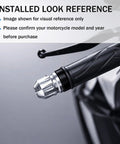Classic Premium Heavy Duty Motorcycle Handlebar End Weight Sliders In Sleek Black installed on a bike handlebar, showing detailed design.