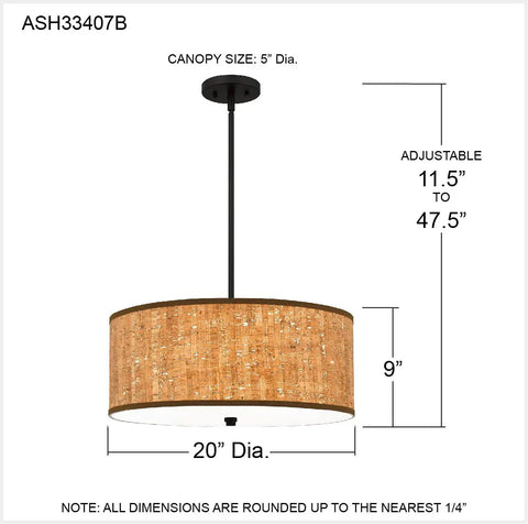 Hoffman 4 Light Matte Black Pendant With Faux Wood Veneer Drum Shade Durable Steel Construction 20-inch diameter, height adjustable