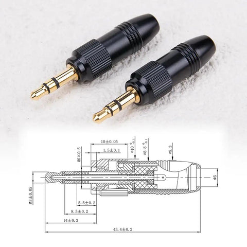 Two Pack Gold Plated DIY 3.5mm Stereo Jack Plug Adapter With M6 Threaded Lock For Headphones And Audio Converters Solder Ready For DIY Audio Projects Kit