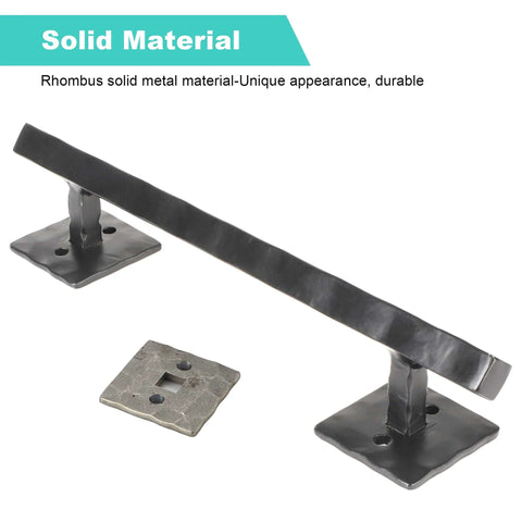 Rustic Matte Black 12 Inch Rhombus Barn Door Handles For Sliding Doors Heavy Duty Solid Metal Pull Handles For DIY Barn Door Gate Shed Or Garage Durable Mounting Hardware Included Versatile Rustic Modern Style