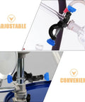 Three Pack Black Aluminum Cross Clamps With Dual Screw Boss Head Adjustable Lab Stand Holder Rock Solid Grip Built Tough And Zero Hassle For Quick Setup Anywhere In Your Lab Or Workshop Space. Adjustable and convenient clamp design with blue knobs.
