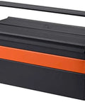 Black and orange Portable Metal Tool Box with 3 Level Fold Out Cantilever Organizer and Easy Carry Handle