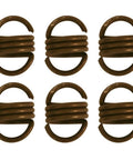 Six brown metal disc brake actuator springs with looped ends