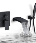 Wall Mount Shower System With 10 Inch Square Rain Head Single Handle Matte Black Faucet Trim Kit Premium Brass Construction Easy Install