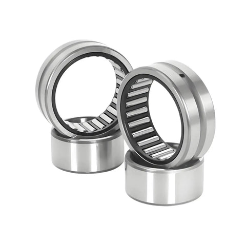 Built Tough Needle Roller Bearings With Inner Ring Pre Greased For Hydraulic Rams And Stamping Presses Plug And Play Mount Rock Steady Drag Control Smooth Everyday Workhorse - two silver-colored pairs displayed.
