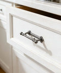 Cast Iron Barn Door Handle 2 Pack Rustic Vintage Style Gate Fence Outdoor Garage Closet Drawer Cabinet Pulls installed on white drawer