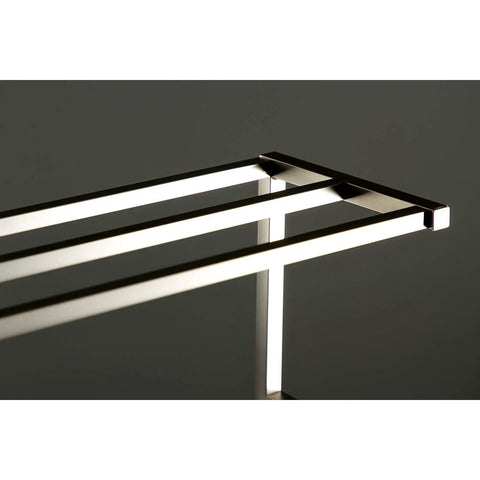 Edenscape Freestanding Towel Rack In Brushed Nickel With Solid Steel Construction close-up of triple towel bar design