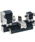 Zhrui 36W Mini Metal Lathe 50mm Center Height High Speed Up To 20000 Rpm with detailed components and clamps for precise machining.