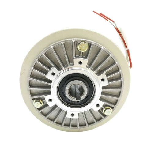 Close-up of 100Nm Hollow Shaft Magnetic Powder Brake DC24V 1000RPM designed for tension control, detailed view of mounting face.