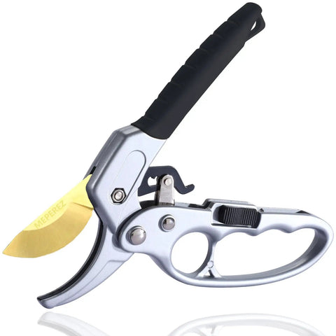 Ratcheting Garden Pruners For Easy Pruning Of Roses Flowers Hedges And Trees With Germany Titanium Blades Arthritis Friendly Pruning Shears
