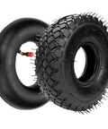 Set Of Two 4.10/3.50-4 Tire And Inner Tube With Bent Valve Stem For Lawn Mower Hand Truck Wheelbarrow Go Kart Trailer