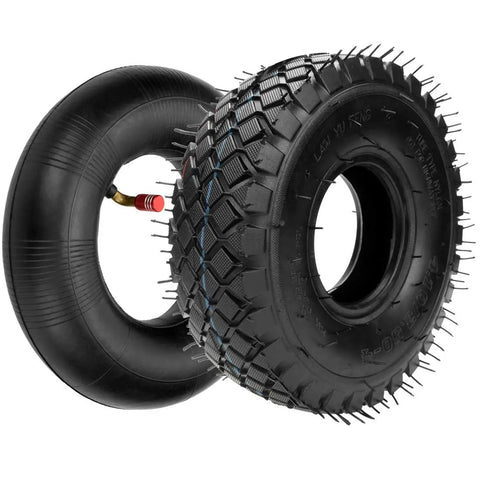 Set Of Two 4.10/3.50-4 Tire And Inner Tube With Bent Valve Stem For Lawn Mower Hand Truck Wheelbarrow Go Kart Trailer