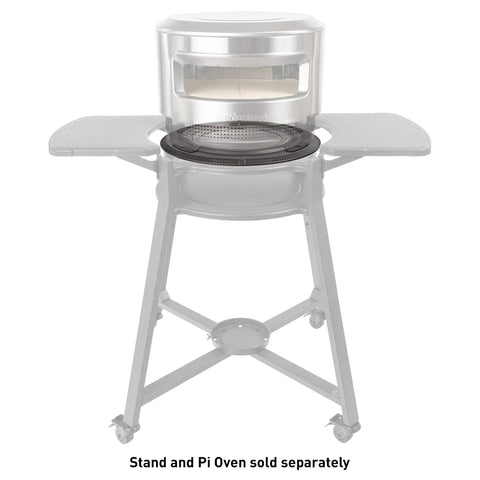 Lazy Susan Turntable for Pi Pizza Oven No Fuss 360 Degree Rotation Wood Fired Pizza Accessory on gray stand setup