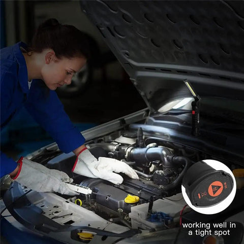 Mechanic using Rechargeable LED Work Light With Magnetic Base And USB Power, 360 Degree Rotating Spotlight for car repair