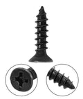 Premium Black Flat Head Phillips Wood Screws, 100 Pack Carbon Steel Fasteners, Size 8 By Five Eighth Inch viewed from multiple angles.