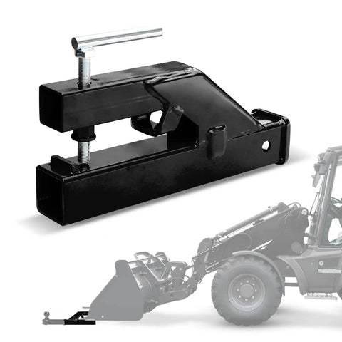 Heavy Duty Clamp On Bucket Hitch For Tractors And Loader Buckets, 2 Inch Trailer Receiver Ball Mount in black steel