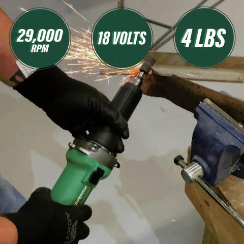Person using 18V MultiVolt Cordless Die Grinder Tool Only No Battery With 2 Inch Wheel And Variable Speed Slide Switch Brushless