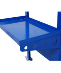 Close-up of the tool tray on a 36x18 Inch Heavy Duty Welding Workbench On Wheels With 1200 Pound Load Capacity, Portable Steel Table, Blue.