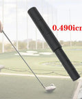 2 Pack Graphite Golf Club Extender Shaft With Carbon Fiber Build 0.49 Inch Small End And 0.595 Inch Thick End 3 Inch Overall Length Fits Putter Iron And Other Golf Club Bodies For Easy Length Boost, overlay on golf range background.