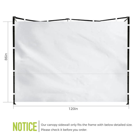 Three White 10x10 Foot Sidewalls For Pop Up Canopy Tent, 300D Waterproof Fabric With PA Lining, UV Block, 86x120 inch panel
