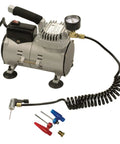 Ultra Quiet 110V Air Compressor Inflator With 1/8 HP OilFree Motor, 60 PSI Max, Gauge Hose And Needle, Portable Compact Design, CSA Approved