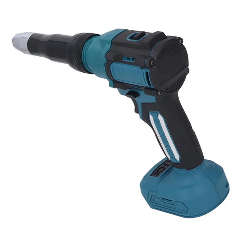 Powerful 18V Cordless Rivet Gun Kit With Bright Light And Auto Brushless Motor For Fast Heavy Duty Nailing Jobs On Wood Or Metal Surfaces Anywhere You Go, blue-black