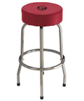 29 Inch Shop Stool With 400 Lb Capacity Red Heavy Duty Steel Frame 3.5 Inch Foam Comfort 360 Degree Footrest Swivel Seat Durable Chrome Tubing