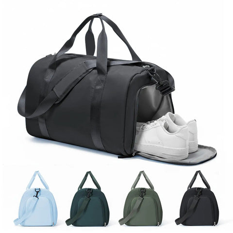 Gym Travel Duffle Bag For Women And Men, Lightweight Carry On Size 18x14x8, Airline Approved Weekender With Separate Waterproof Wet Pocket, Dedicated