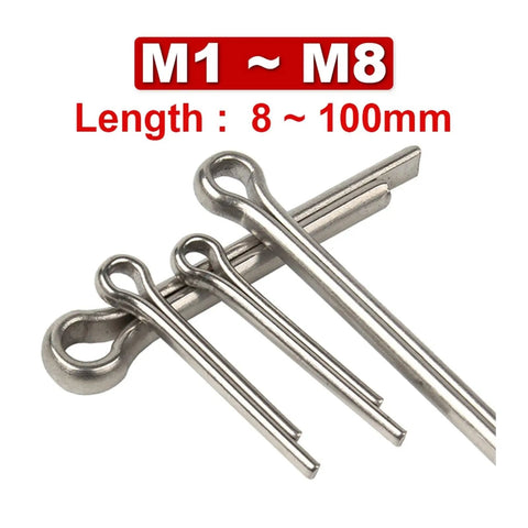 Heavy Duty 304 Stainless Steel Cotter Pins Galvanized Split Clips Elastic Fasteners M1 To M10 Sizes for industrial machinery