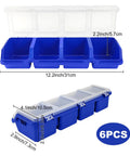Six Piece Screw Organizers With Lids Plastic Stackable Hardware Bins For Garage And Workshop Gear Bolt And Nail Storage