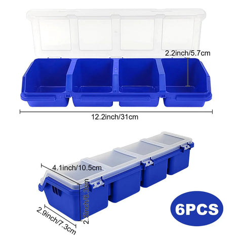 Six Piece Screw Organizers With Lids Plastic Stackable Hardware Bins For Garage And Workshop Gear Bolt And Nail Storage