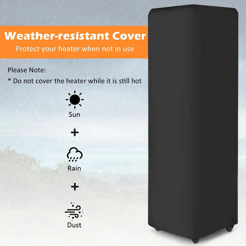 Beast 41,000 BTU Propane Patio Heater with Weatherproof Cover under rain in garden setting