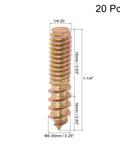 Heavy Duty 1/4-20 X 1-1/4 In Zinc Plated Hanger Bolt with measurements, ideal for woodworking and furniture building.