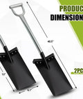 Two Pack All Steel D Grip Shovels With 13 Inch Blades And Removable Footpads For Digging Planting And Pruning Seedlings Rugged Garden Shovels Built For Shoveling Prying And Tough Yard Work, shown with measurements.