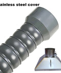 Top Shelf Flexible Duct Collector Arm For Fume Extraction With No Sweat Setup 4 6 And 8 Inch Adjustable Hose Kit showing stainless steel cover and flexible duct.