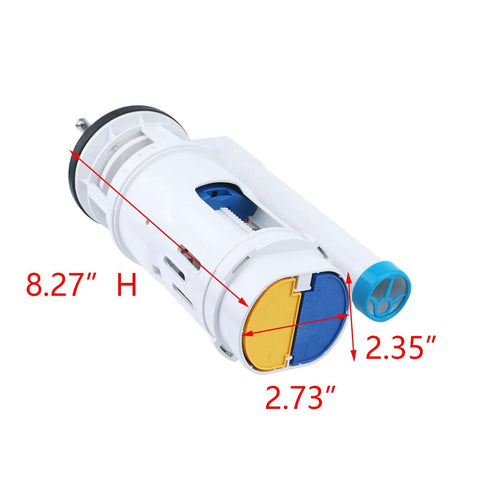 Toilet Dual Flush Valve Kit With Fill Valve And Push Button 2.5 Inch Drain Outlet dimensions diagram