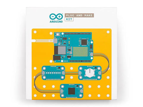 Plug And Make Starter Kit For Beginners Easy Start To Build Connected Projects And Learn Electronics And Coding With Fun Hands On Projects And Educational Tech Package For Home Learning, showing components layout on packaging.