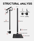 Structural analysis of Heavy Duty Bike Repair Stand With Hook Mount, Height Adjustable From 80 to 130 cm, showing base and parts