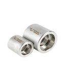 Socket Weld Reducer 304 Stainless Steel Pipe Fitting Female NPT BSPT Adapter High Pressure Connector Tough As Nails Design For Serious Plumbing Sizes 1/4 To 2 In. - close-up of two cylindrical stainless steel fittings
