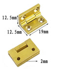 Solid Brass Furniture Hinges Set For Small Cabinets And Jewelry Boxes 19 By 12.5 mm Mini Butt Connectors shown with measurements