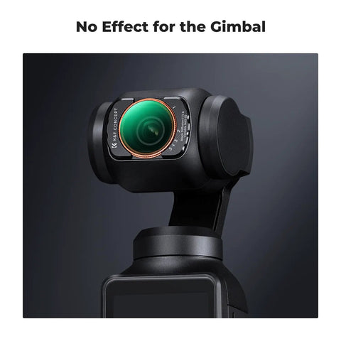 Magnetic Variable ND Filter And Black Diffusion For DJI Osmo Pocket Four Thirds mounted on camera lens, dark background
