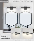 LED Bathroom Vanity Light Bar 15.75 Inch Black Wall Sconce 12W 4000K above modern hexagonal mirrors on bathroom wall