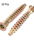 Heavy Duty Furniture Confirmat Screws 20 Pack 7X49mm Bronze Tone Flat Head Hex Socket for DIY assembly and crafts.