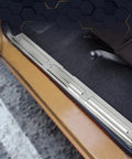 Top Shelf Chrome Door Sill Plates Pair With Plug And Play Hardware For Chevy And Gmc Full Size Ck Pickup Trucks 1967 Through 1972 installed on floor