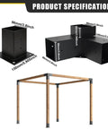 4x4 Woodworks Pergola Brackets Kit, 3-Way Corner Extension, Black Powder Coated Steel, for 3.5x3.5 inch Wood Beams