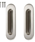 Stainless Steel Oval Recessed Sliding Door Flush Pull Handle 120mm By 40mm Brushed Satin Nickel Finish 304 Stainless Steel With Concealed Screws Pack Of 2 For Pocket Doors Barn Doors Suitable For Sliding Wardrobe Doors And Modern Interiors