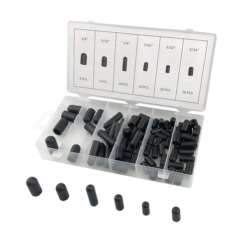 Pro Grade 80-Piece Vacuum Cap Kit For Car Lines And Hoses, 5/32 To 3/8 Inch displayed in organizer