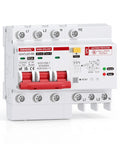 Heavy Duty 60 Amp Din Rail Rcbo With Slick Spd Surge Protector And Class A 30 Ma Gfci Breaker, side view with terminals.