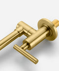 Gold Pot Filler Faucet Wall Mount Brass Kitchen Folding Faucet with Double Joint Swing Arms and Two Handle Design