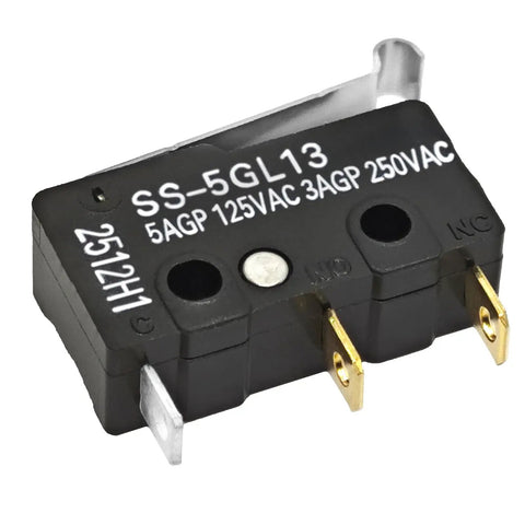 Built Tough Miniature Micro Switch Pack Of Four With Curved Tip Lever 3 Pin Limit Switch 5A 125VAC High Precision Mechanism